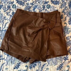 Zara Brown Leather Women Skirt